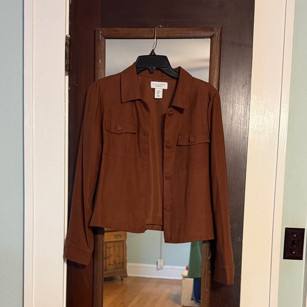 Calypso Rust Brown Button-Front Jacket
